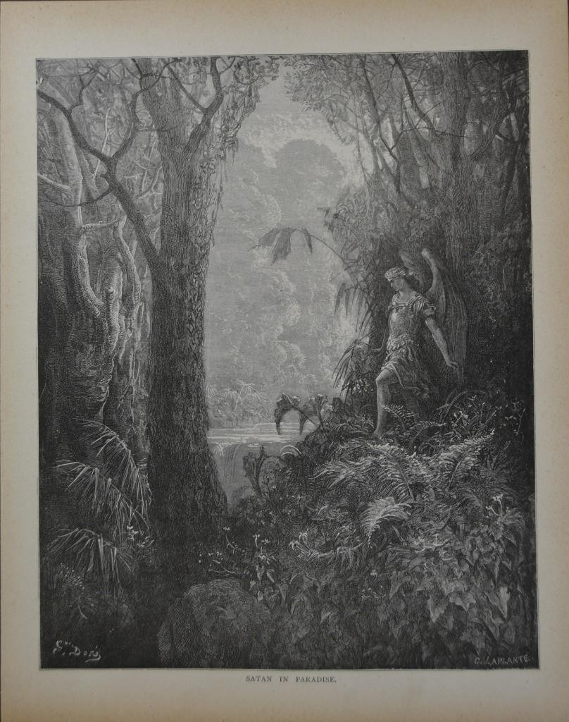 Gustave Dore Satan in Paradise Milton's Paradise Lost Art Antique 1880