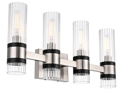  Bathroom Light Fixtures Over Mirror Brushed 4 Lights Brushed Nickel Black