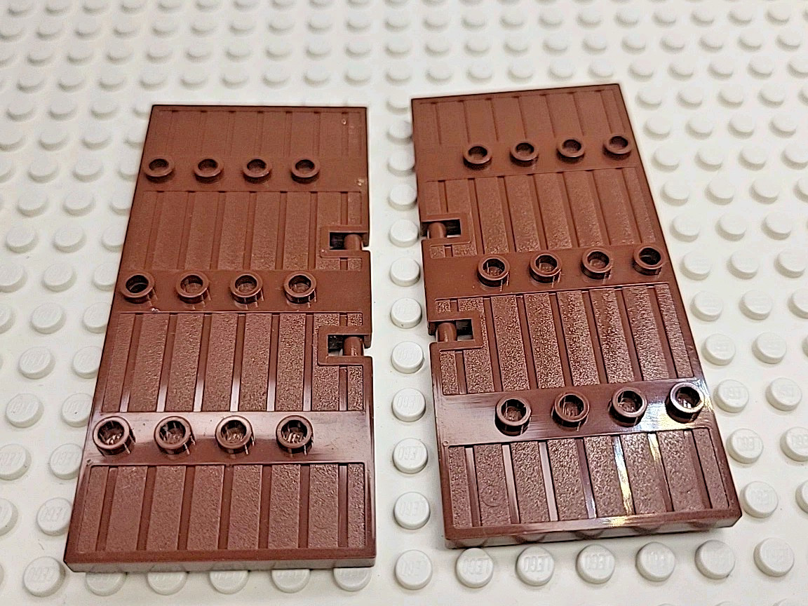 LEGO Reddish Brown Stockade Castle Door 1 x 5 x 8 1/2 - 87601 2 Piece Lot