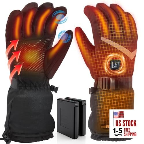 Rechargeable Heated Gloves for Men Women,7.4V/2 5000mAh Battery Electric Medium