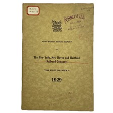 The New York New Haven Hartford Railroad Company Annual Report Ephemera 1929 