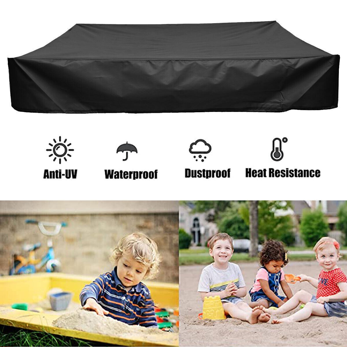 Sandbox Cover Square Protective Sandbox Canopy with Drawstring Sandpit Cover