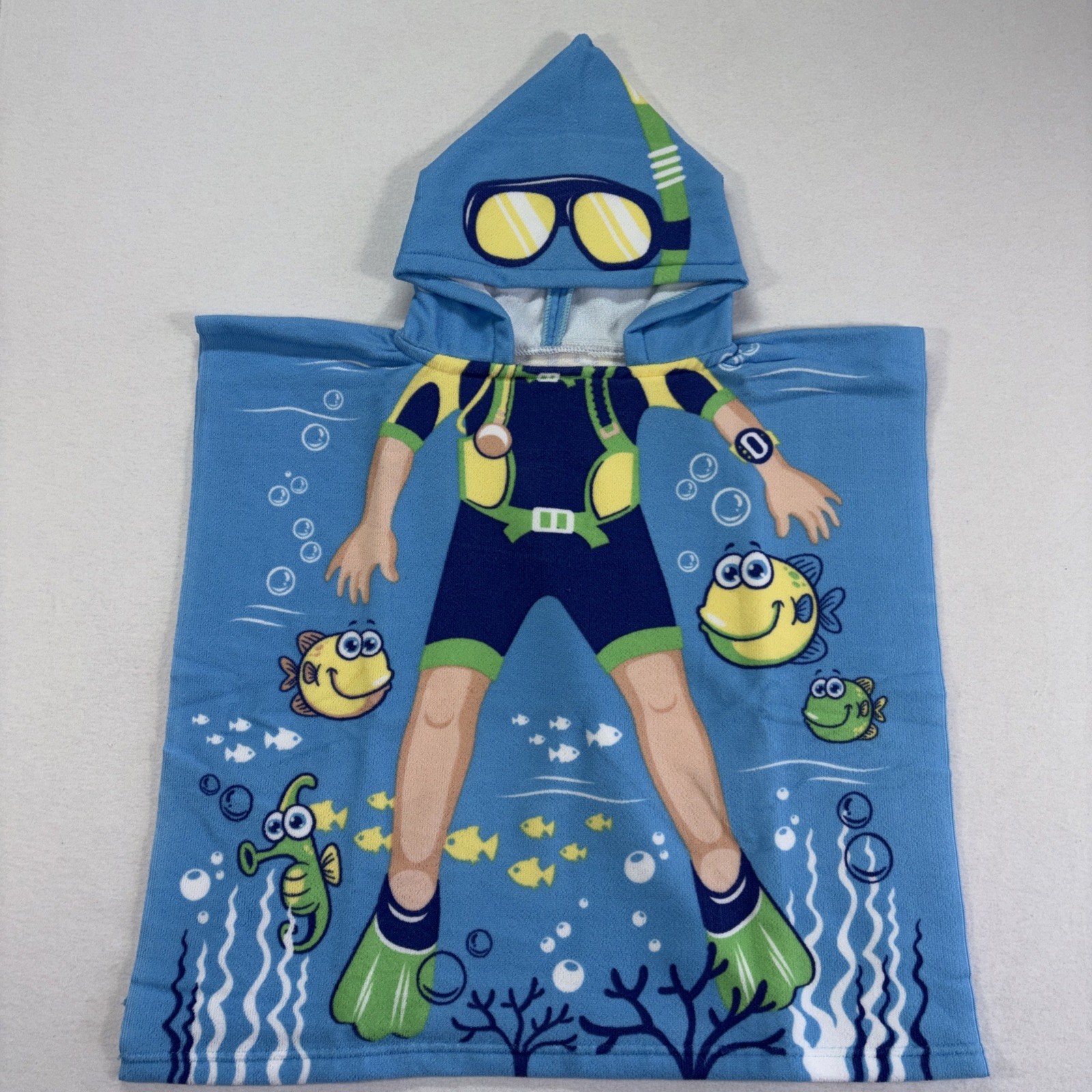 Kids Boys 100% Polyester Hooded Towel Boys Beach Towel Scuba diver Scuba T5