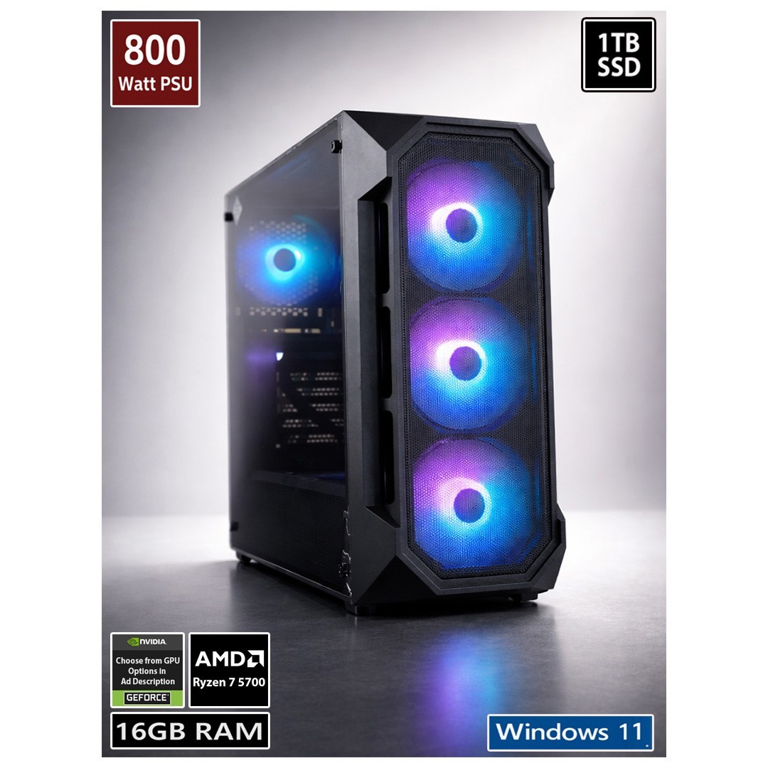AMD RYZEN 7 5700 Gaming PC - 16GB RAM - 1TB SSD - RTX 5060