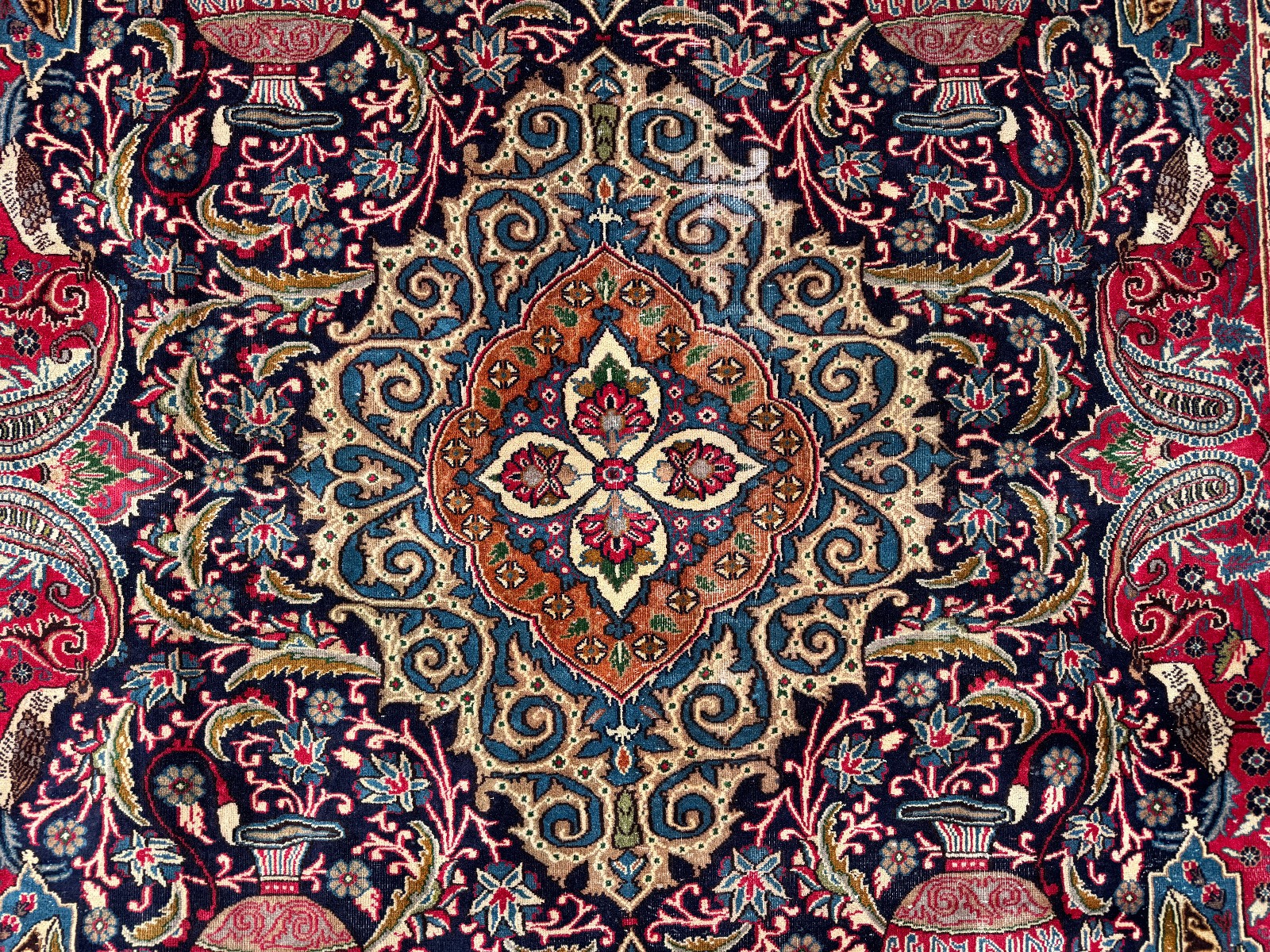 9x12 BLUE VINTAGE RUG HAND-KNOTTED fine antique ORIENTAL handmade colorful worn