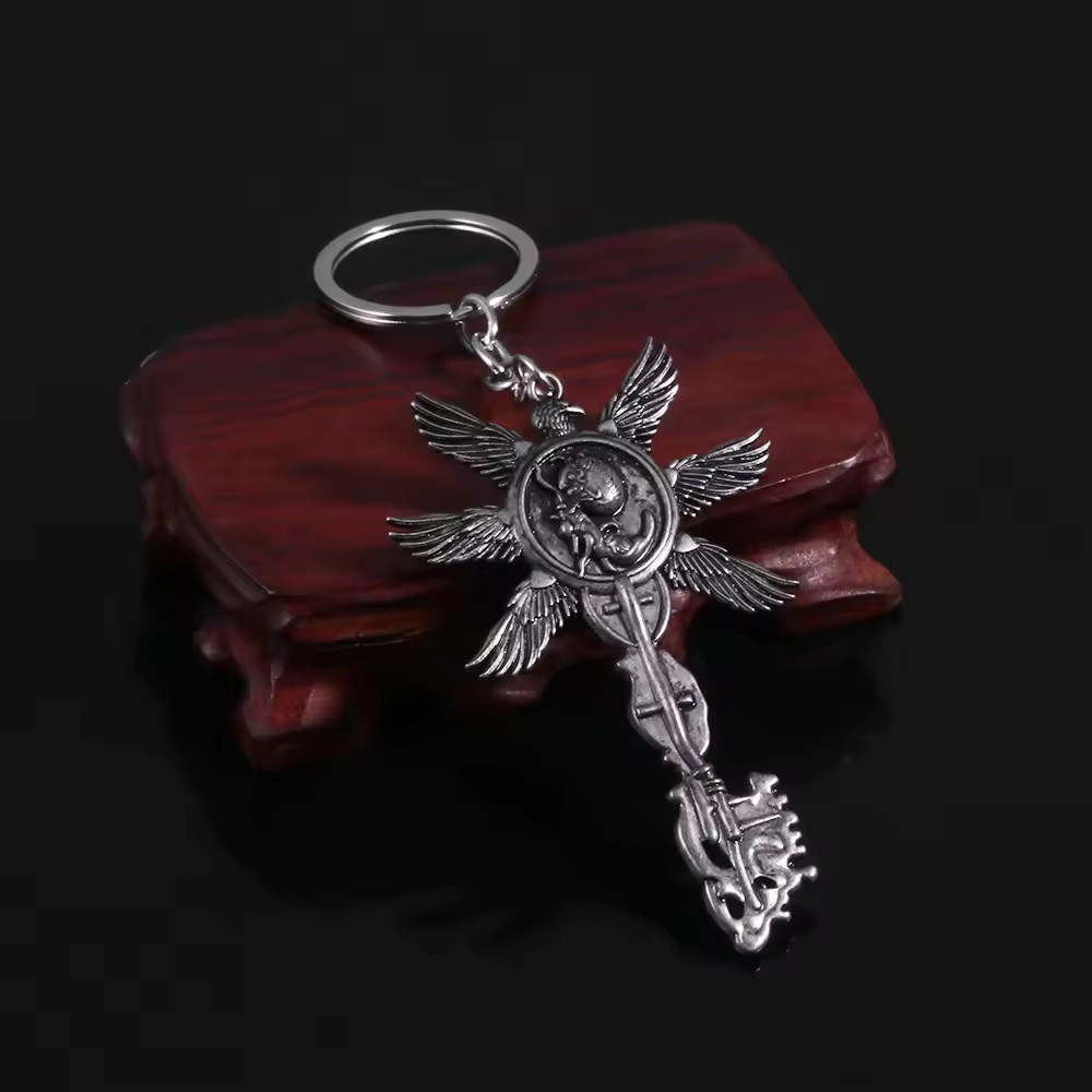 Resident Evil 8 Village Key Keychain Vintage Six-Winged Unborn Pendant Keyring