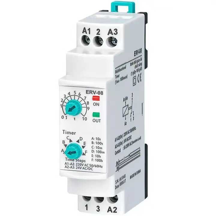 Relay Module ERV-08 Time Relay Time Range 0.1s-100h Panel Or DIN Rail Mount
