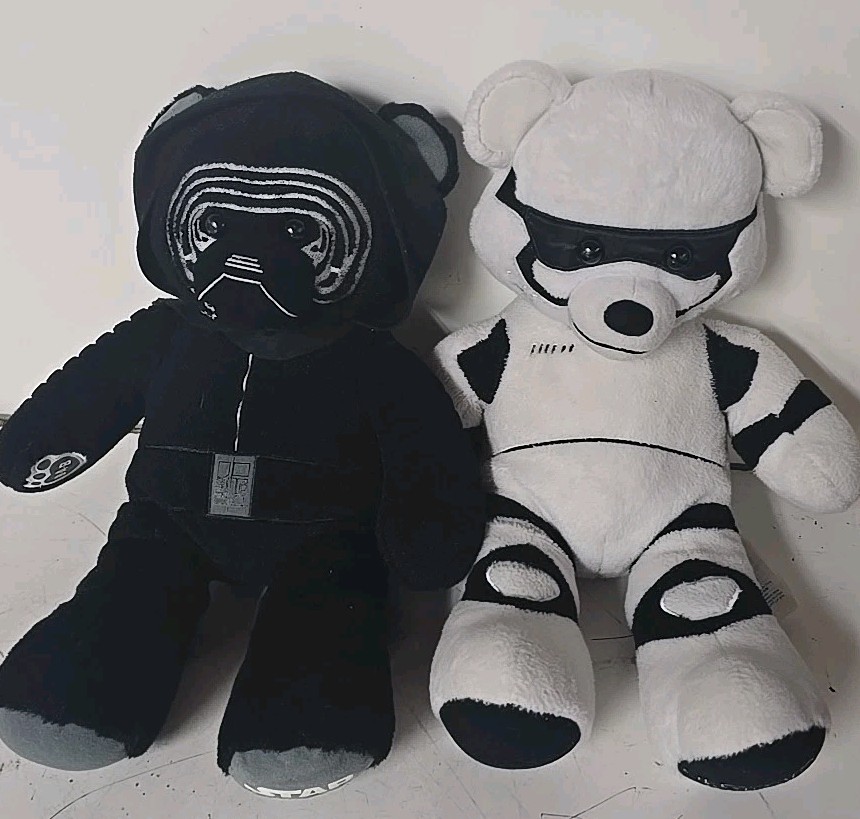 Lot Of 2 Build A Bear Workshop Star Wars Storm Trooper & Kylo Ren Plush Bears