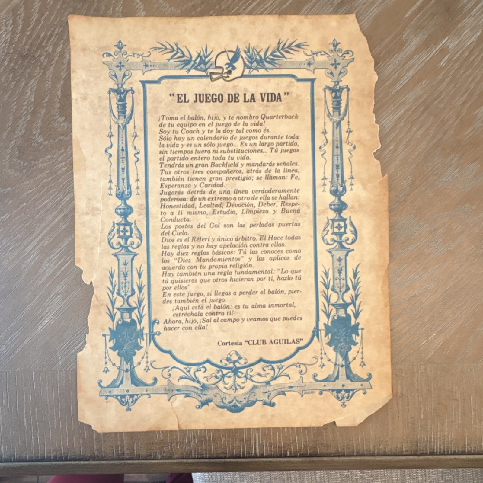 El Juego de la Vida Spanish Literature Typescript Paper Manuscript Sheet