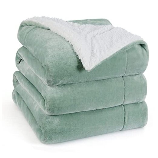  GentleSoft Sherpa Fleece Blankets King Size King (108" x 90") 04 - Sage Green