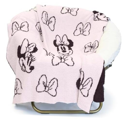 Disney Minnie Mouse Feather Knit Fluffy Throw Light Pink - Minnie Mouse