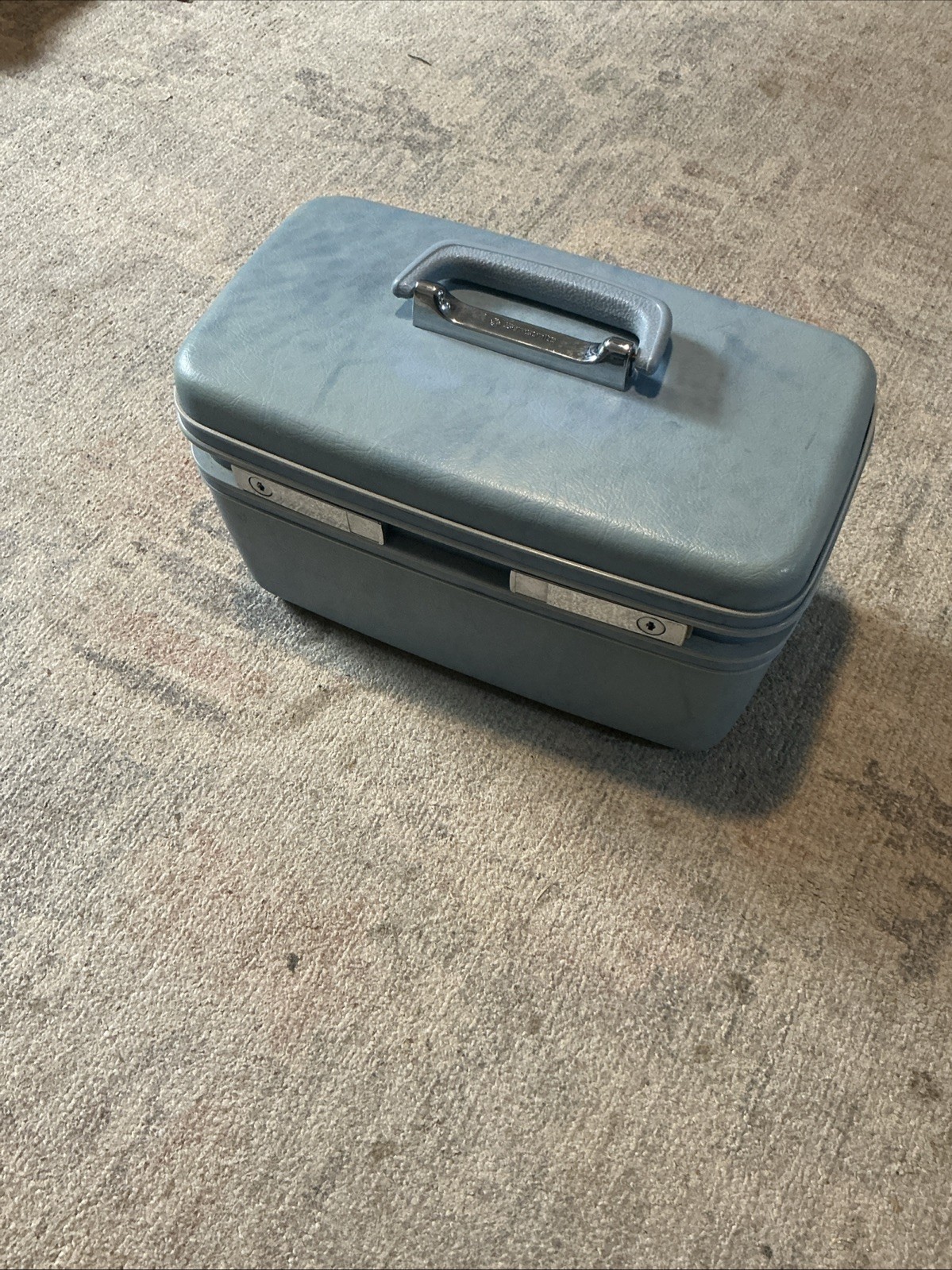 Vintage Powder Blue Samsonite Profile Train Case Luggage Makeup Carry On W Tray