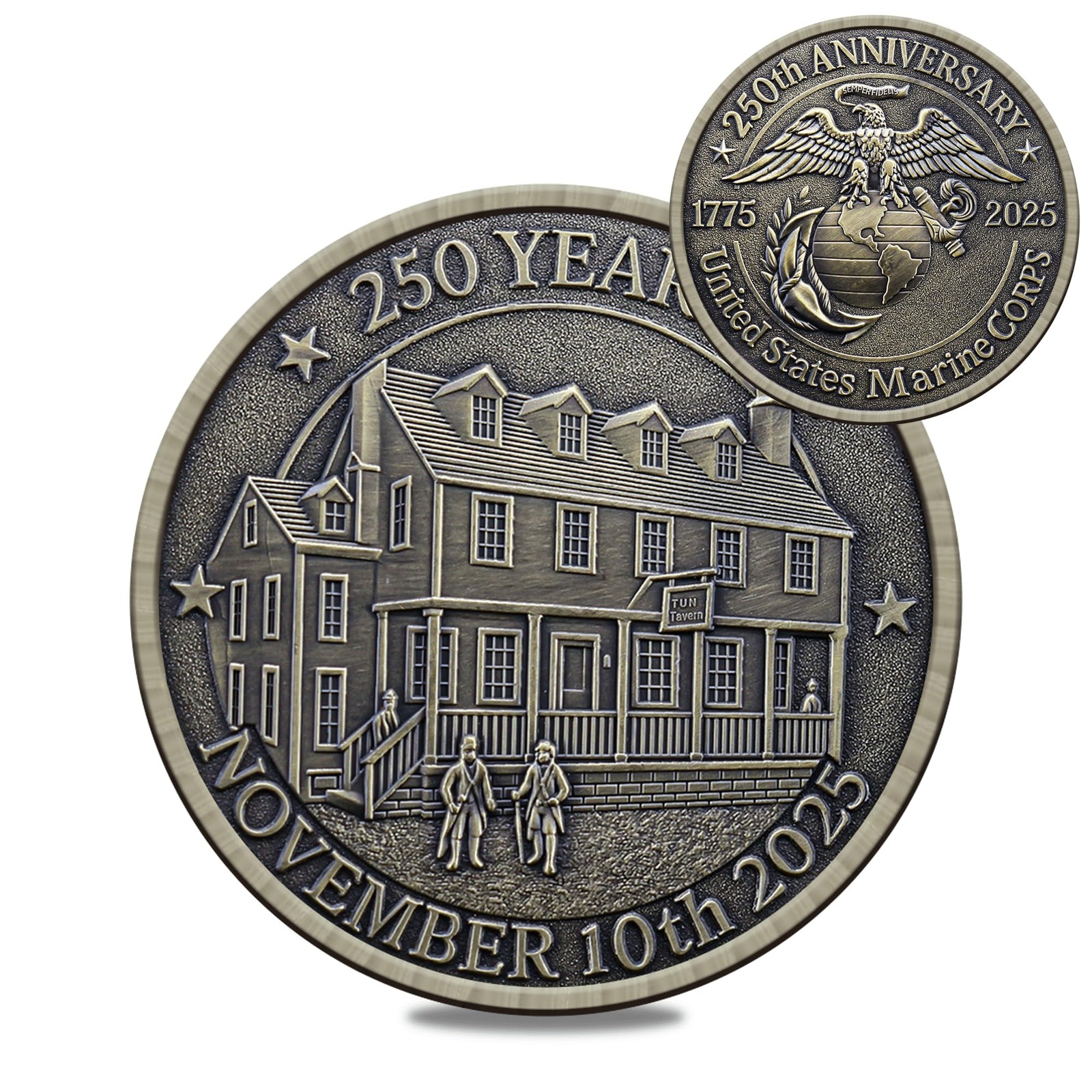 Marine Corps 250th Anniversary Challenge Coin – USMC Military Commemorative C...