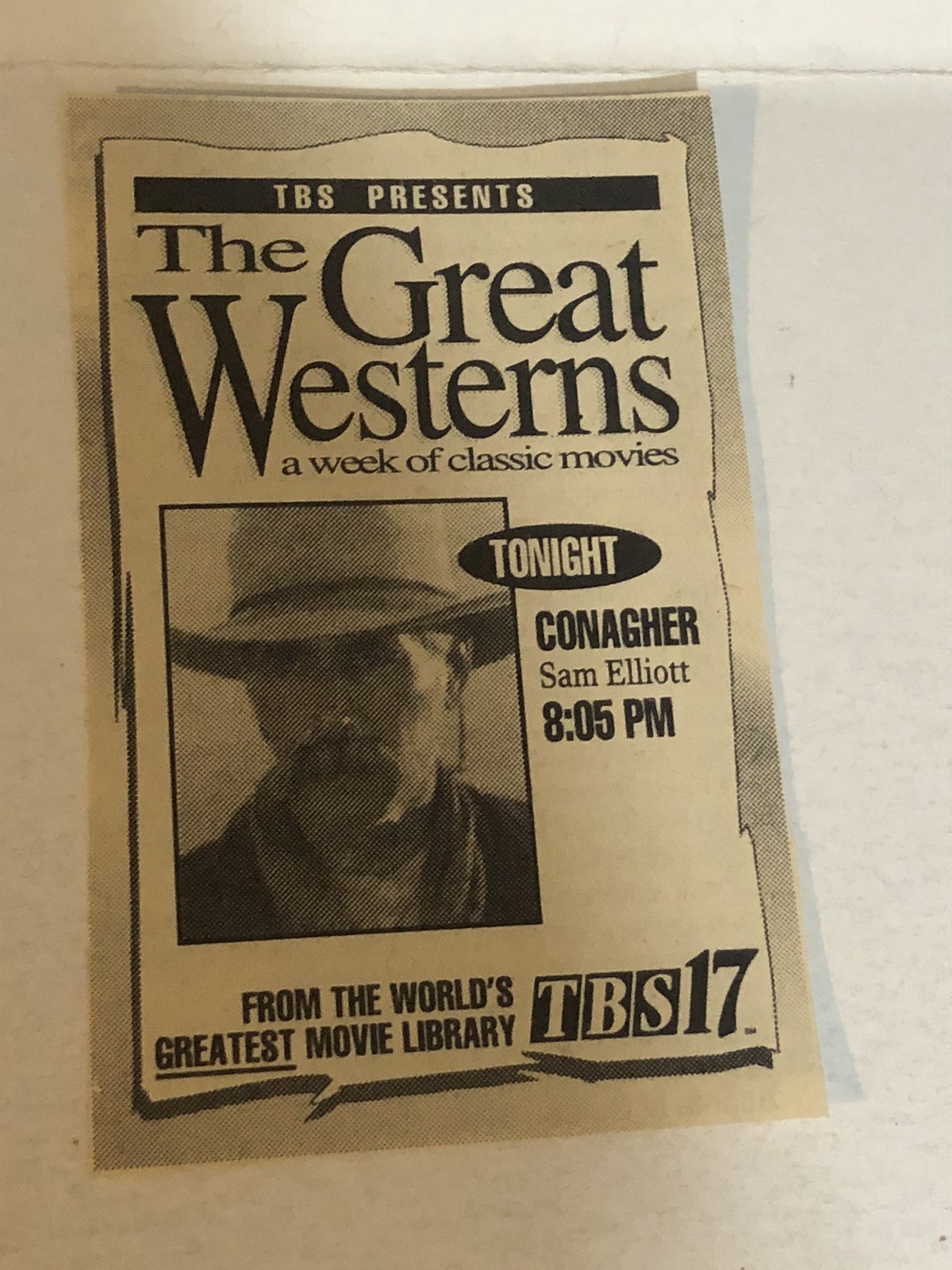 Conagher Sam Elliott Movie Vintage Print Ad Tpa27