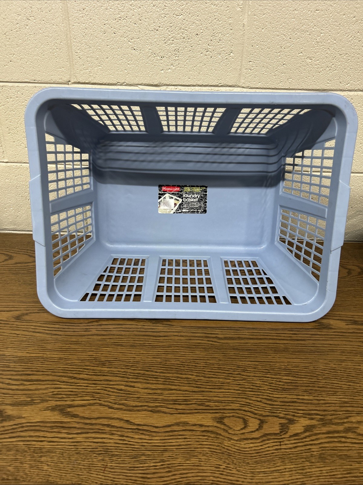 Vtg Rubbermaid Laundry Basket 2965 Slate Blue Hamper Rectangular Plastic 1986