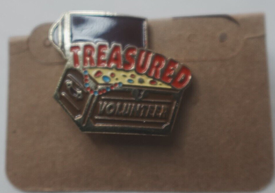 Treasured Volunteer Chest Lapel Pin Hat Jacket Vest  Tack Enamel Treasure Chest