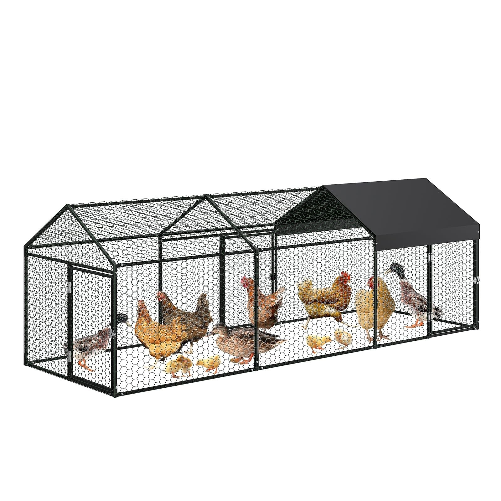 Large Metal Chicken Coop with Run,120x40x40 Inch Walk in Chicken Runs for Out...