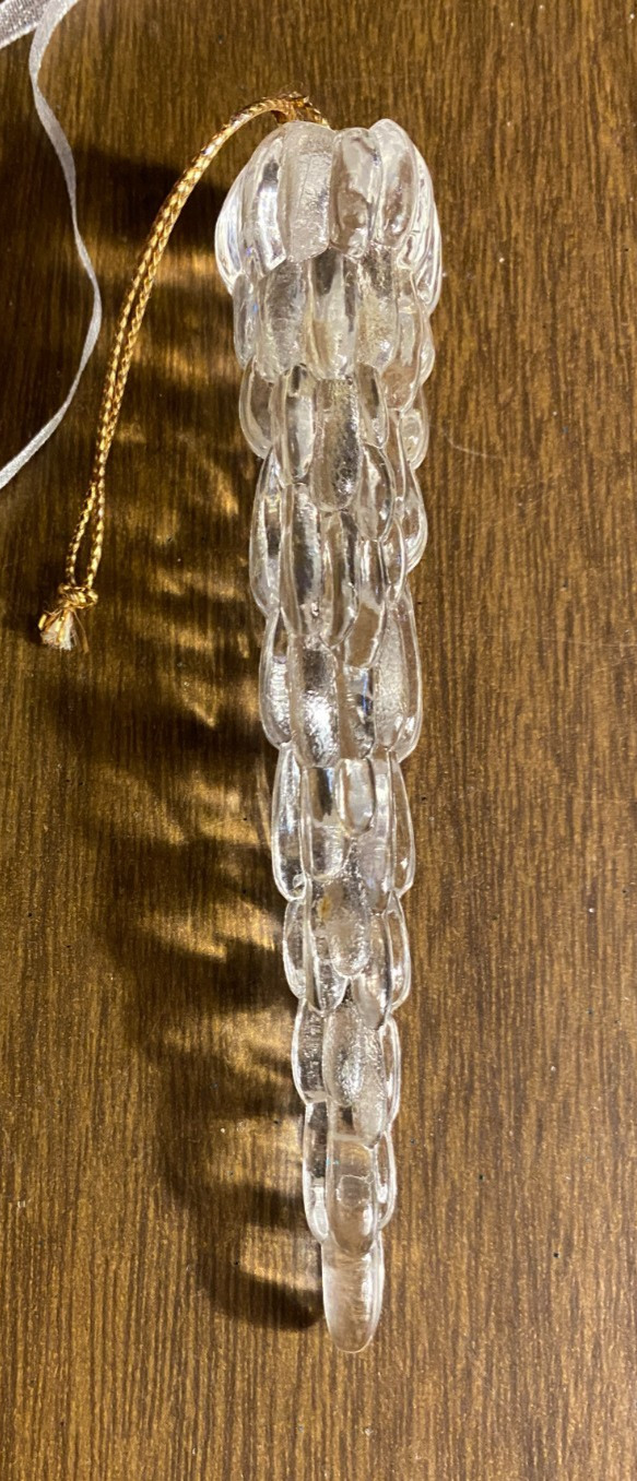 Clear Lucite Icicle PRISM SUNCATCHER Christmas Ornament 4"