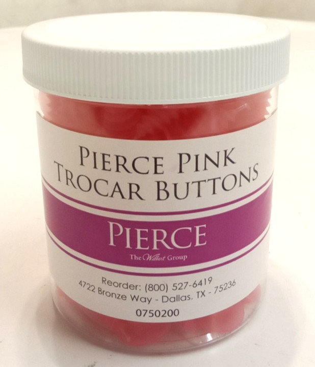 The Wilbert Group 0750200 Pierce Pink Coarse Thread Trocar Buttons 120 Count