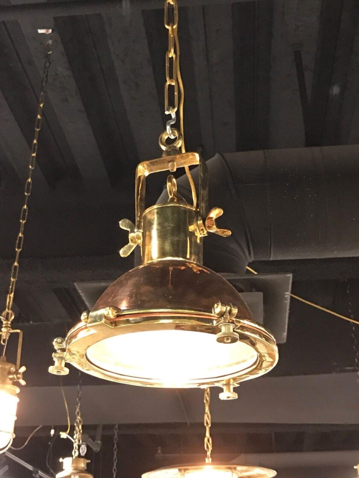 Set of 10 Replica Nautical Marine Copper & Brass Ceiling Pendant Light Fixtures