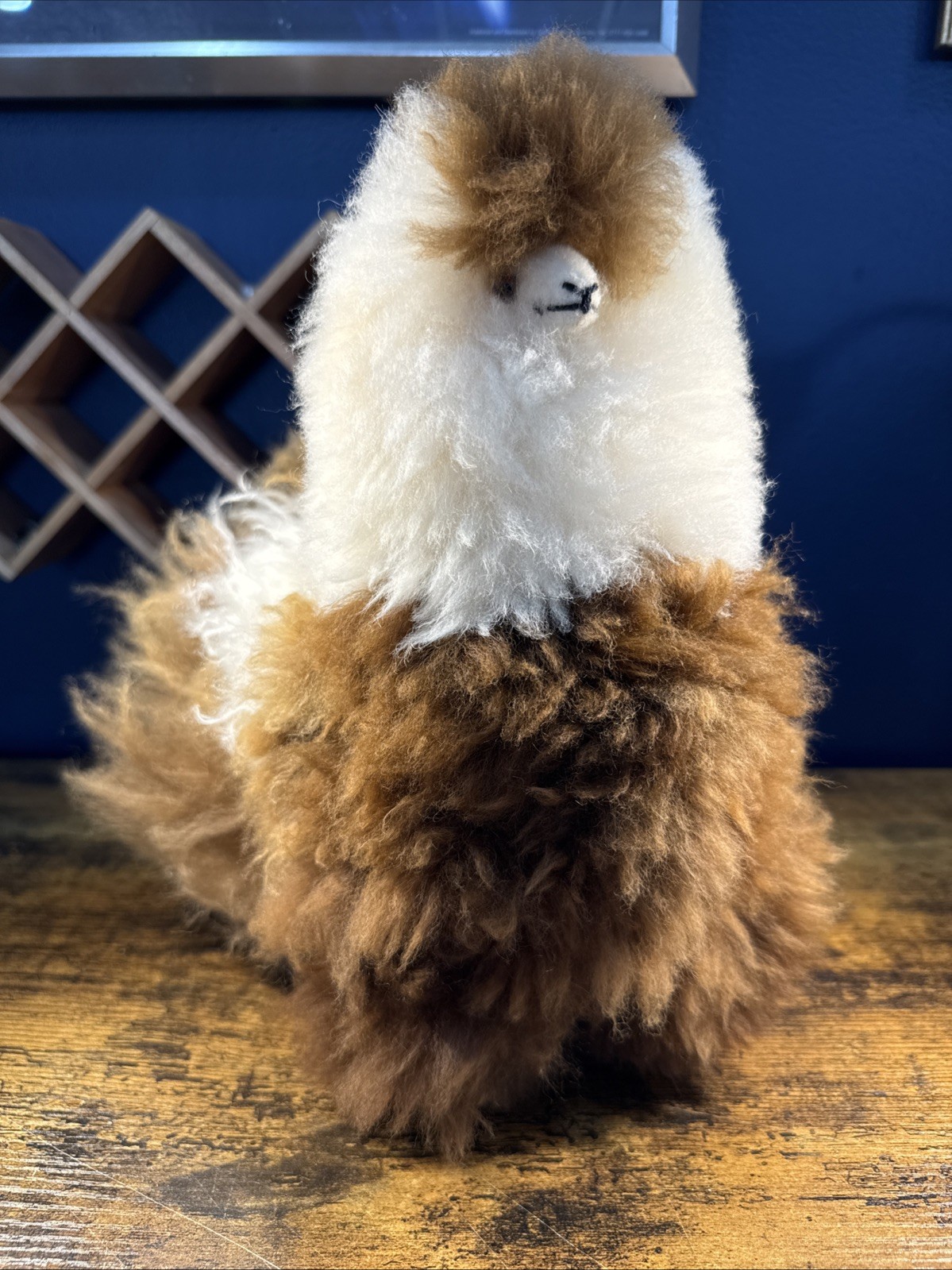 VTG Real Alpaca Fur Figurine Handmade Tourist Souvenir Fuzzy & Soft - 12” Tall