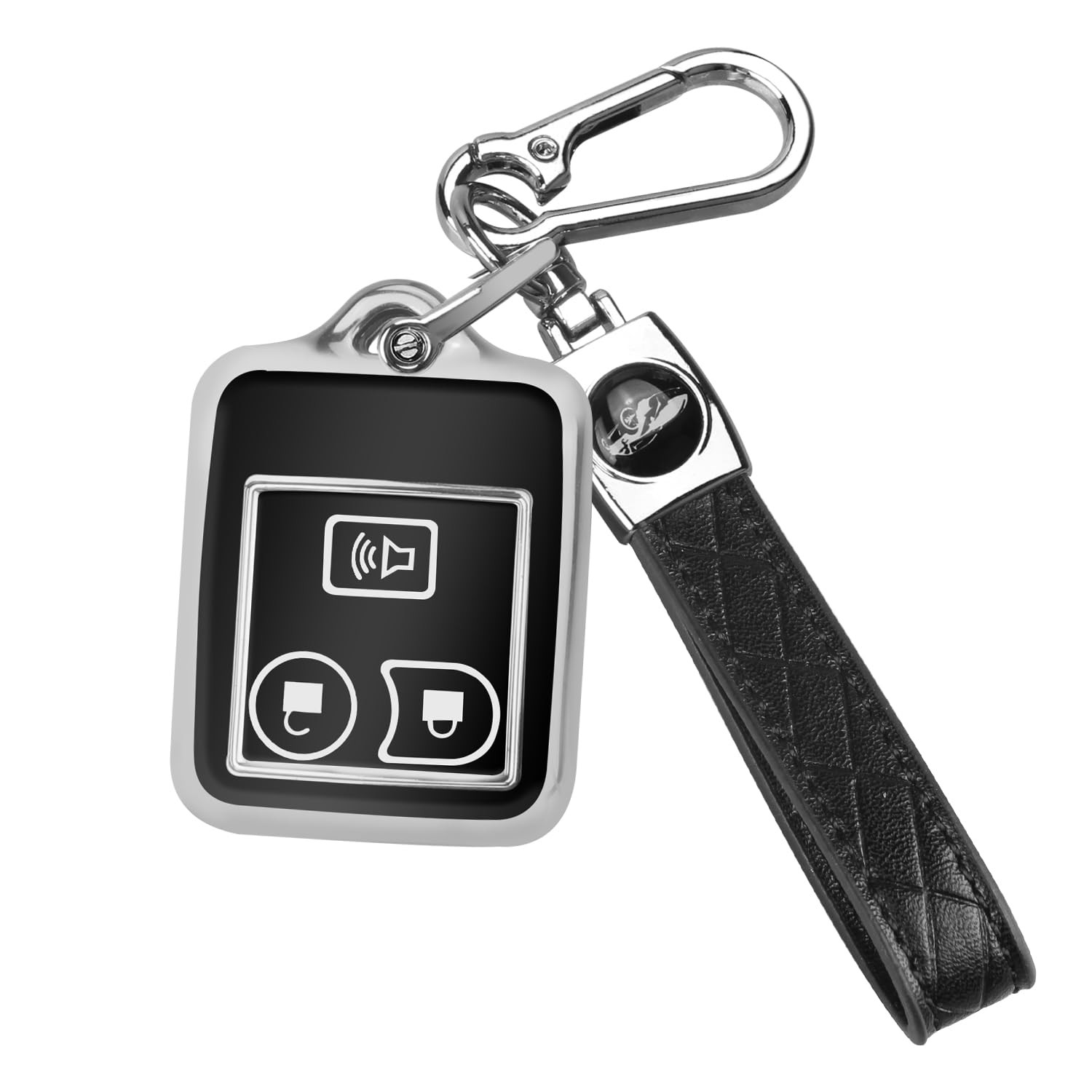 QBUC for Ford 3 Buttons Key Fob Cover, Soft TPU Full 3 Buttons, Black-silvery 