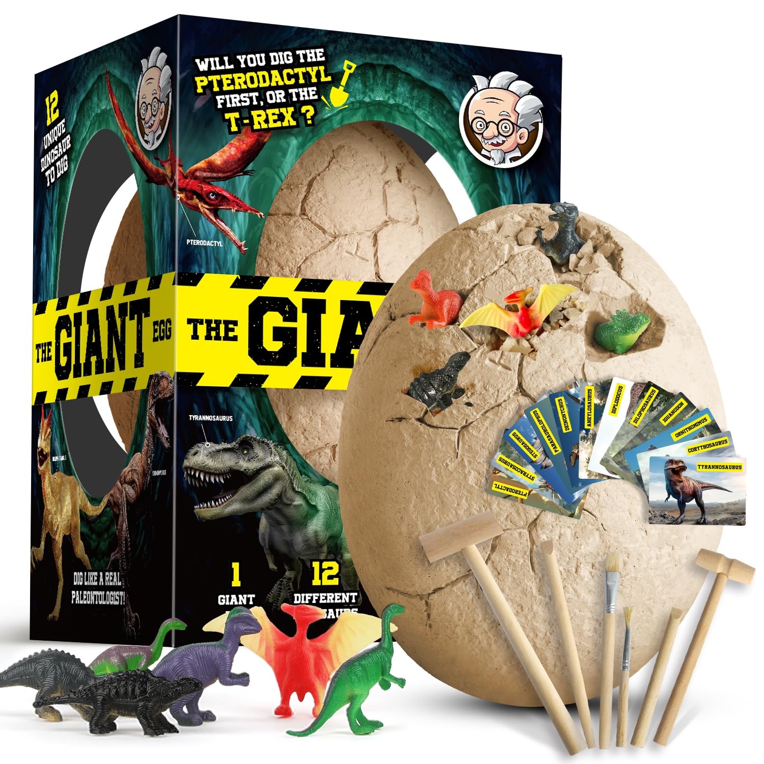 Dinosaur Egg Dig Kit, Unearth a Jumbo Dino Egg with 12 Unique Large Surprise ...