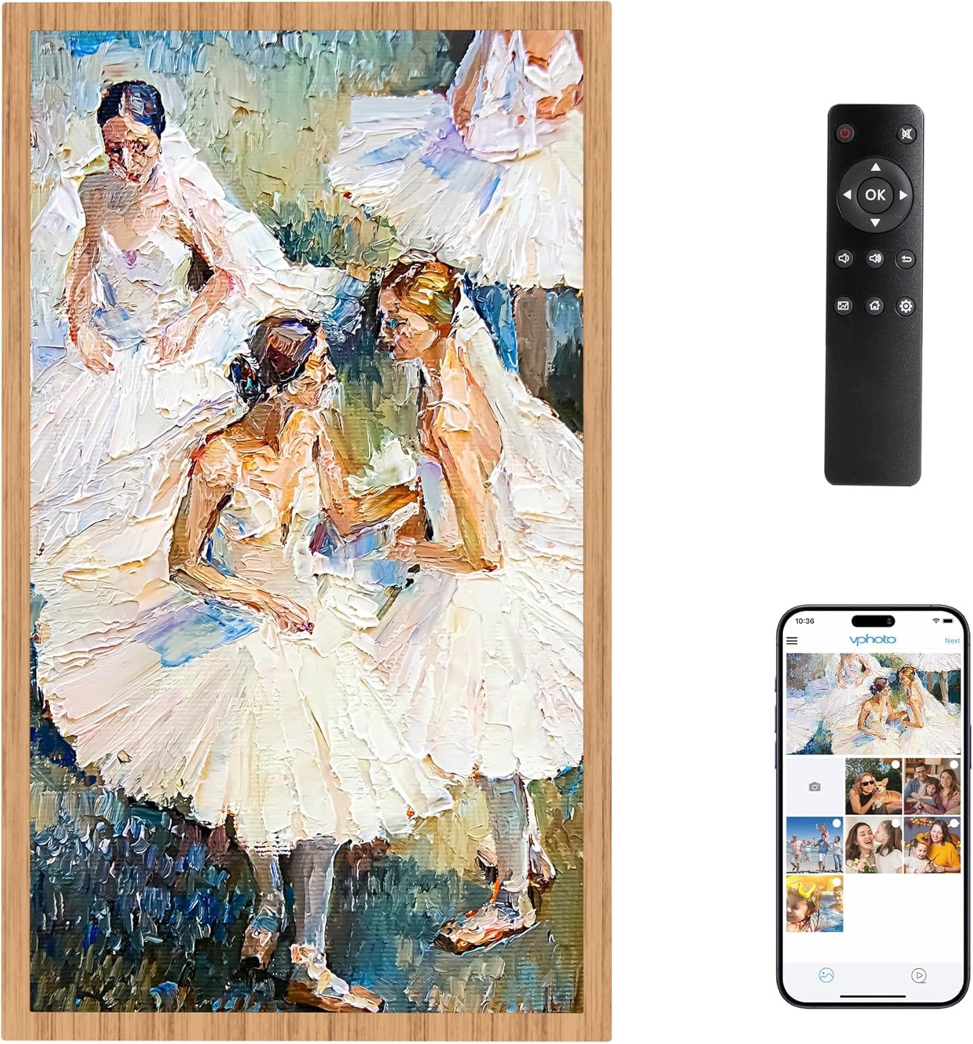 Dragon Touch Large Digital Picture Frame 21.5" Screen WiFi Photo Display WOOD