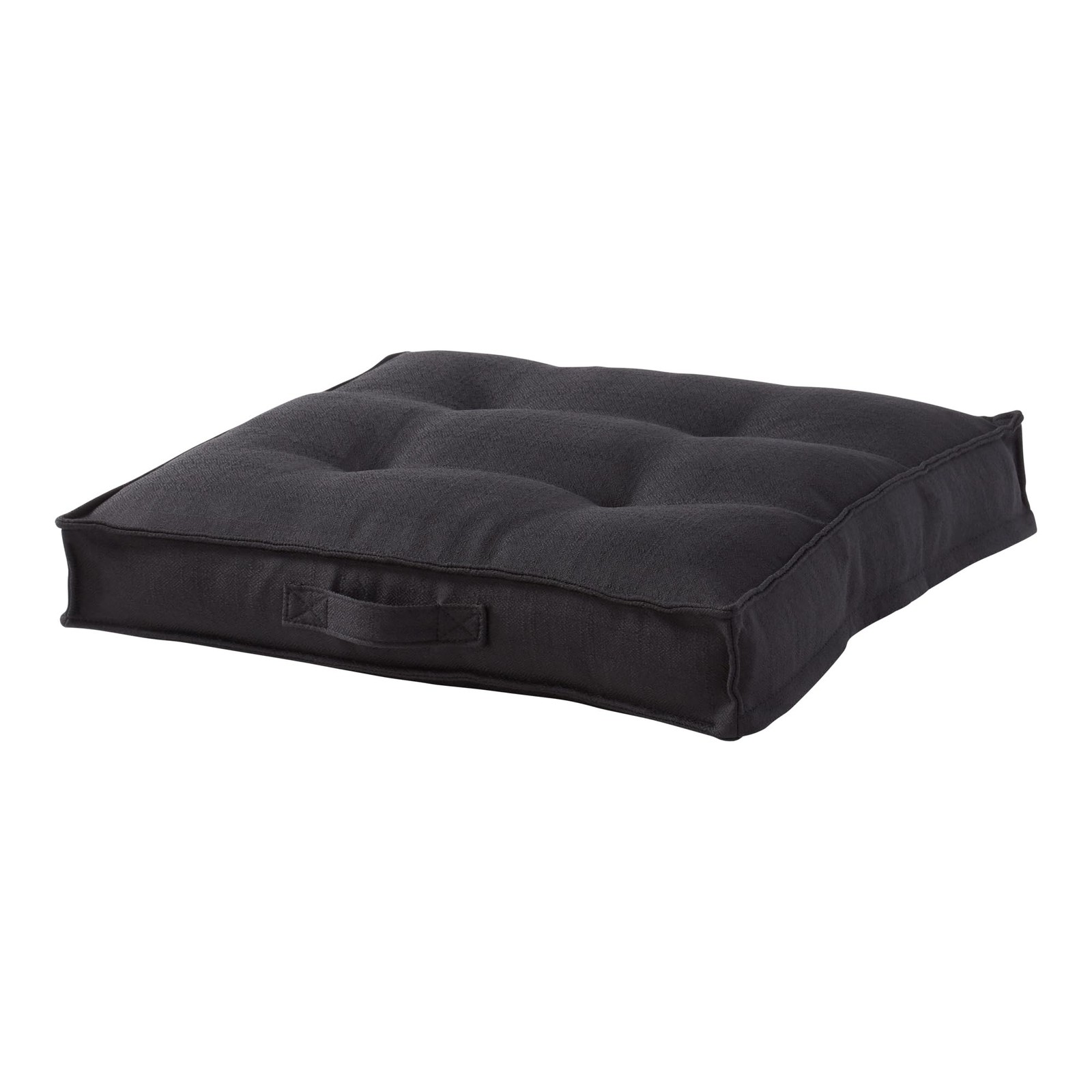 Square Tufted Floor Pillow with Removable Cover, Black, Large 40"