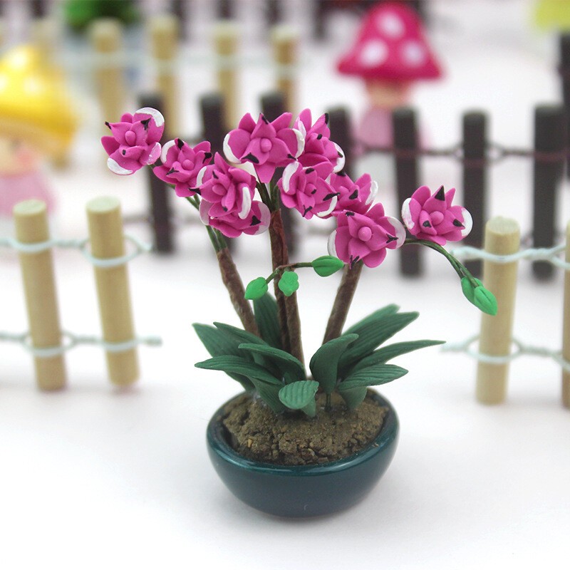 Dollhouse Miniature 1:12 Scale Pink Magnolia Flowers Plant Garden Accessories