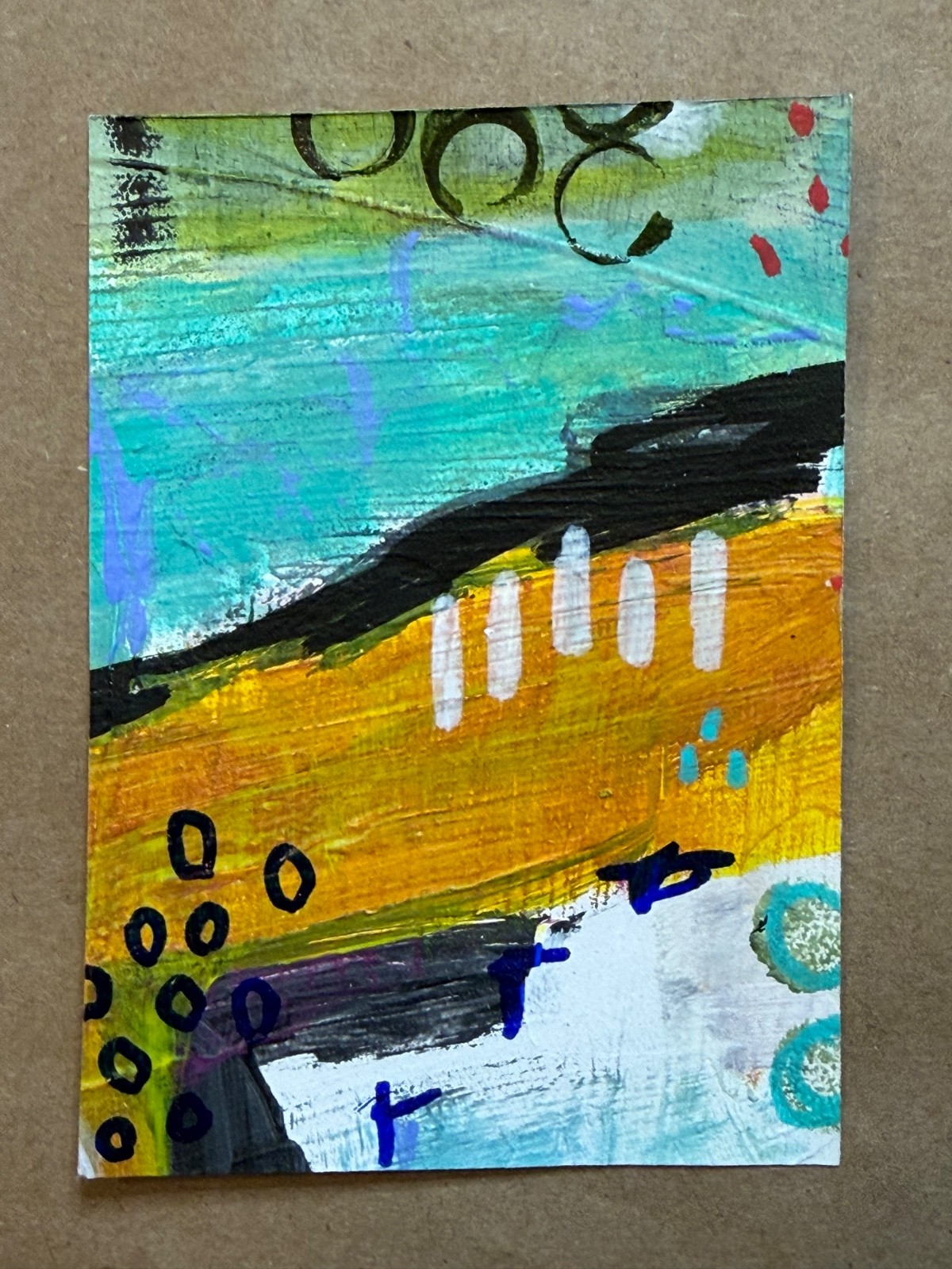 ACEO Art Card Abstract Mixed Media Painting Signed Original OOAK