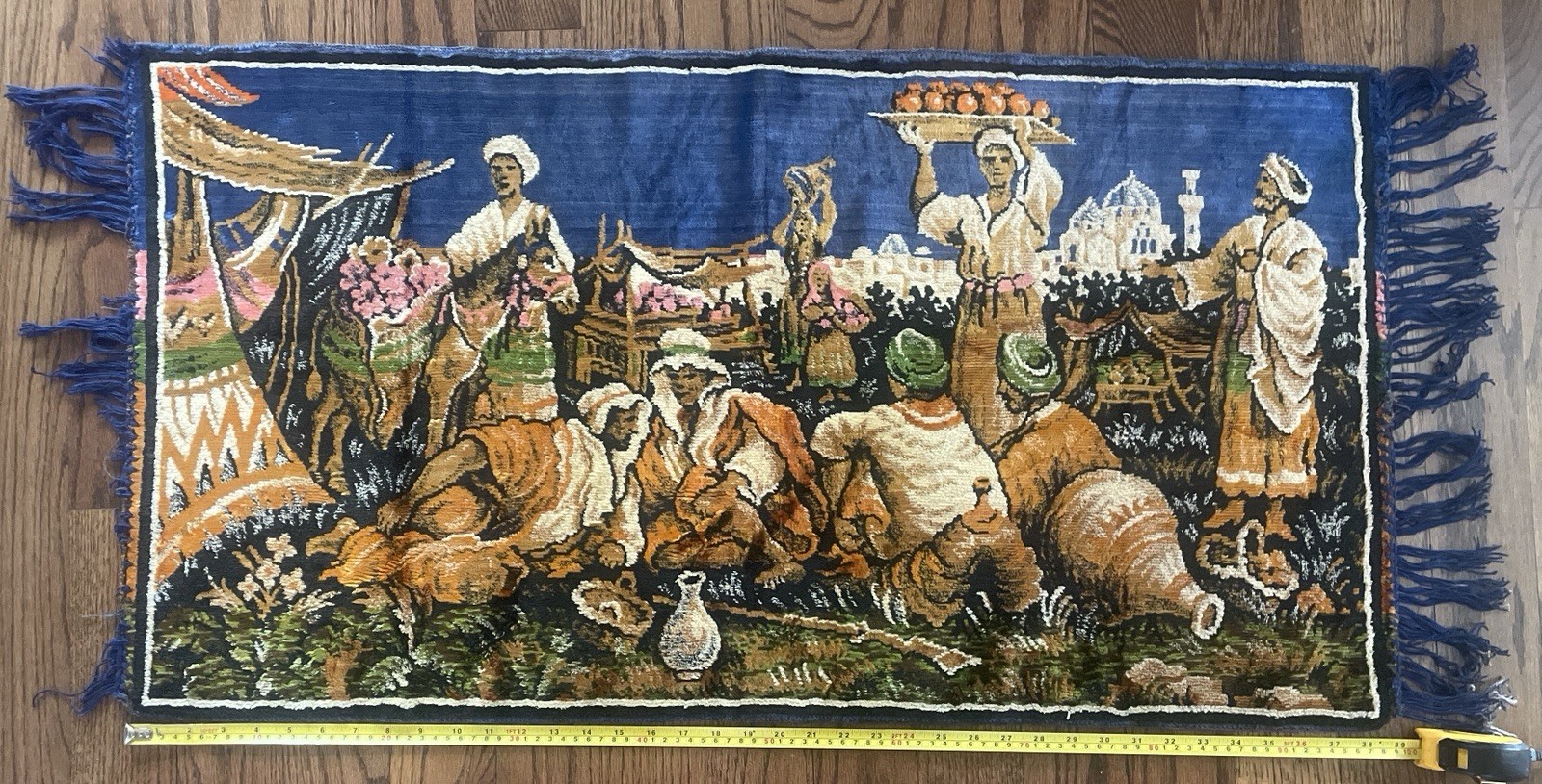 RARE Vintage Tapestry Wall Hanging Velvet Rug Middle Eastern  Arabic Market