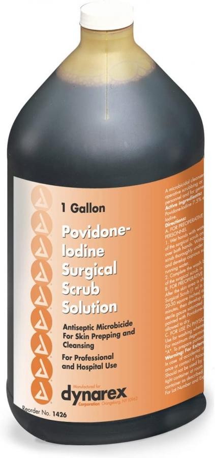 Dynarex Povidone Iodine Scrub Solution, 7.5% Strength, 1 gallon Jug, 1426