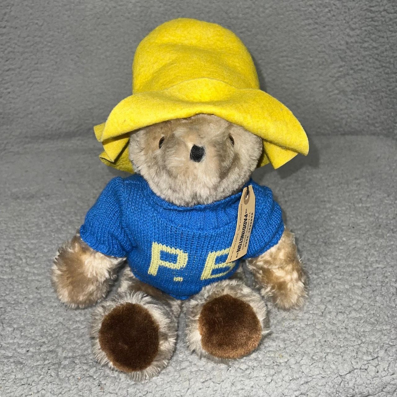 VTG NWT Eden Toys Paddington Bear Plush 14" Blue P.B. Sweater Teddy Bear 1975