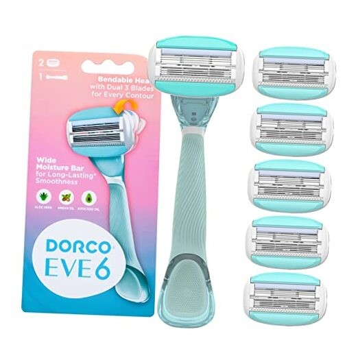 6 Razor for Women, Includes 1 Razor Handle and 6 Long-Lasting Razor Blade 