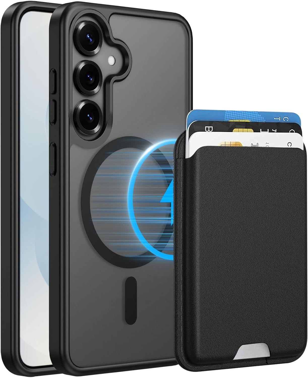 Magnetic for Samsung Galaxy S25 Plus/S24 Plus Case with Detachable Wallet, Black