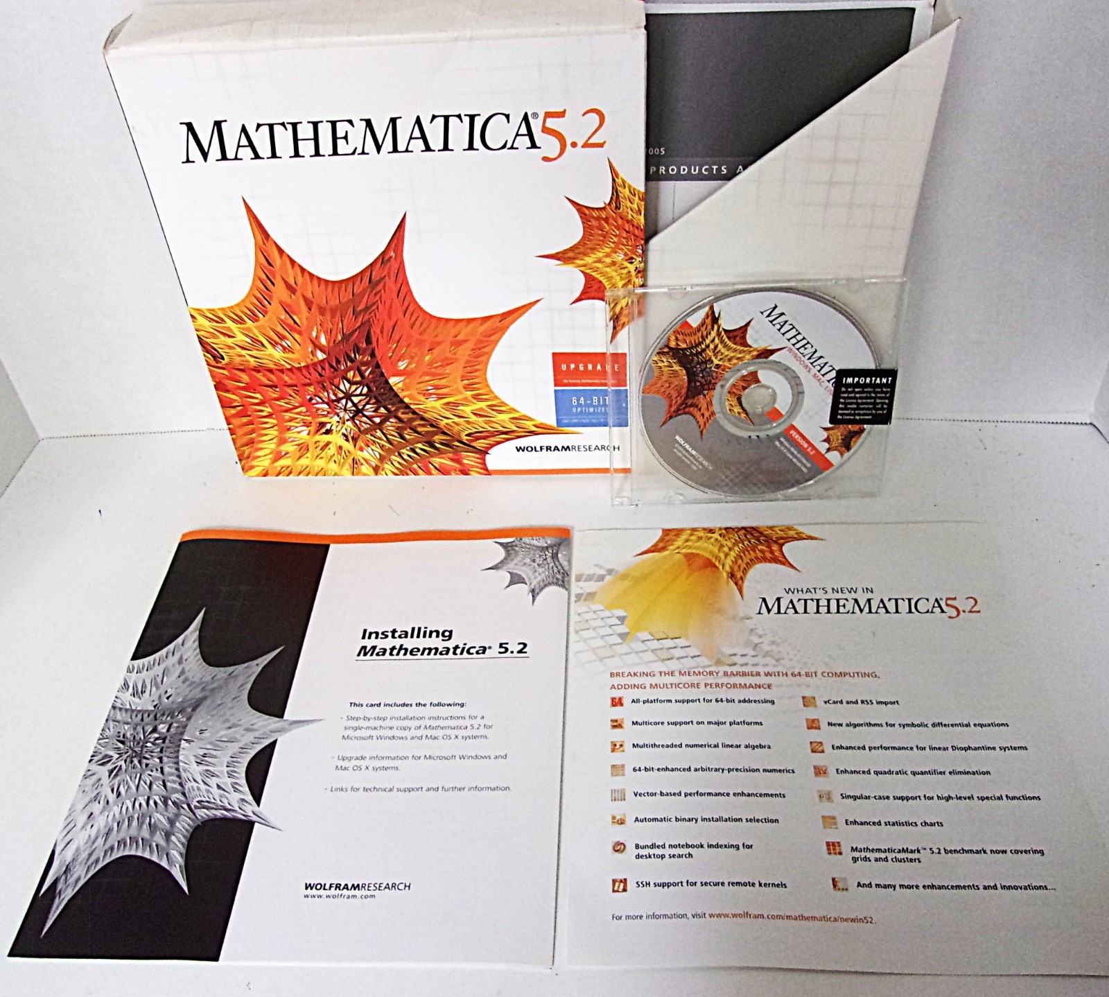 2005 Mathematica 5.2 w/CD, What's new in 5.2 and Installation