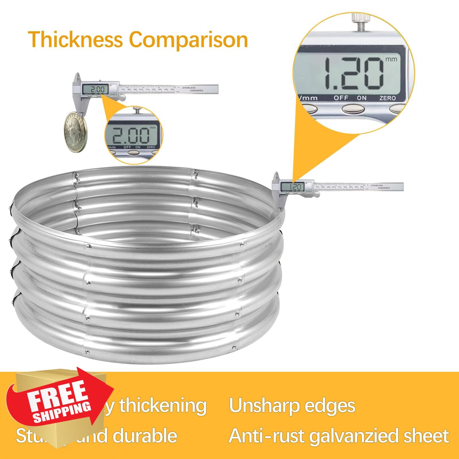 Gardeal Galvanized Raised Garden Bed Kit Metal Planter 2'x2'x1'