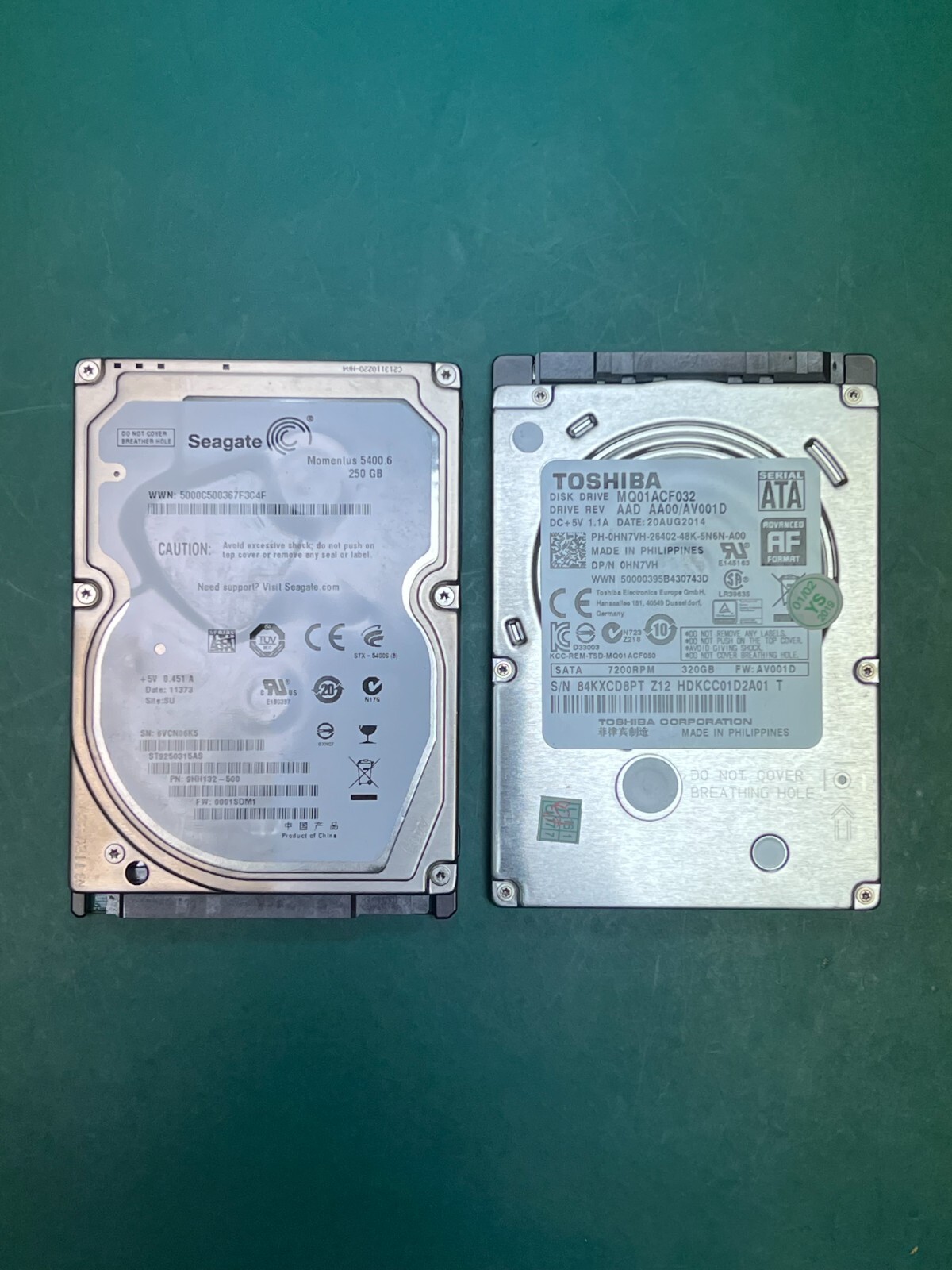 Lot of 3 - 250 GB Internal 2.5'' Hard Drive HDD - Passed SMART Test