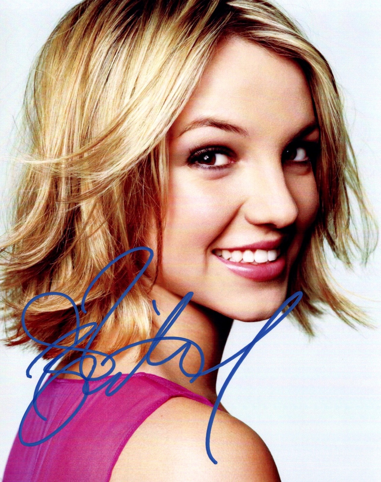 Britney Spears Close Smile Pink Top Signed Autographed Photo Authentic 8X10 COA