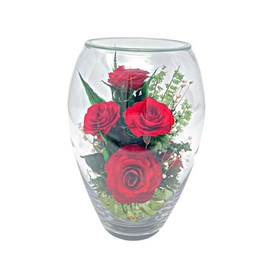 Fiora Flower | Long Lasting Real Roses in a Sealed Vase | Lasts up to 5 Scarlet