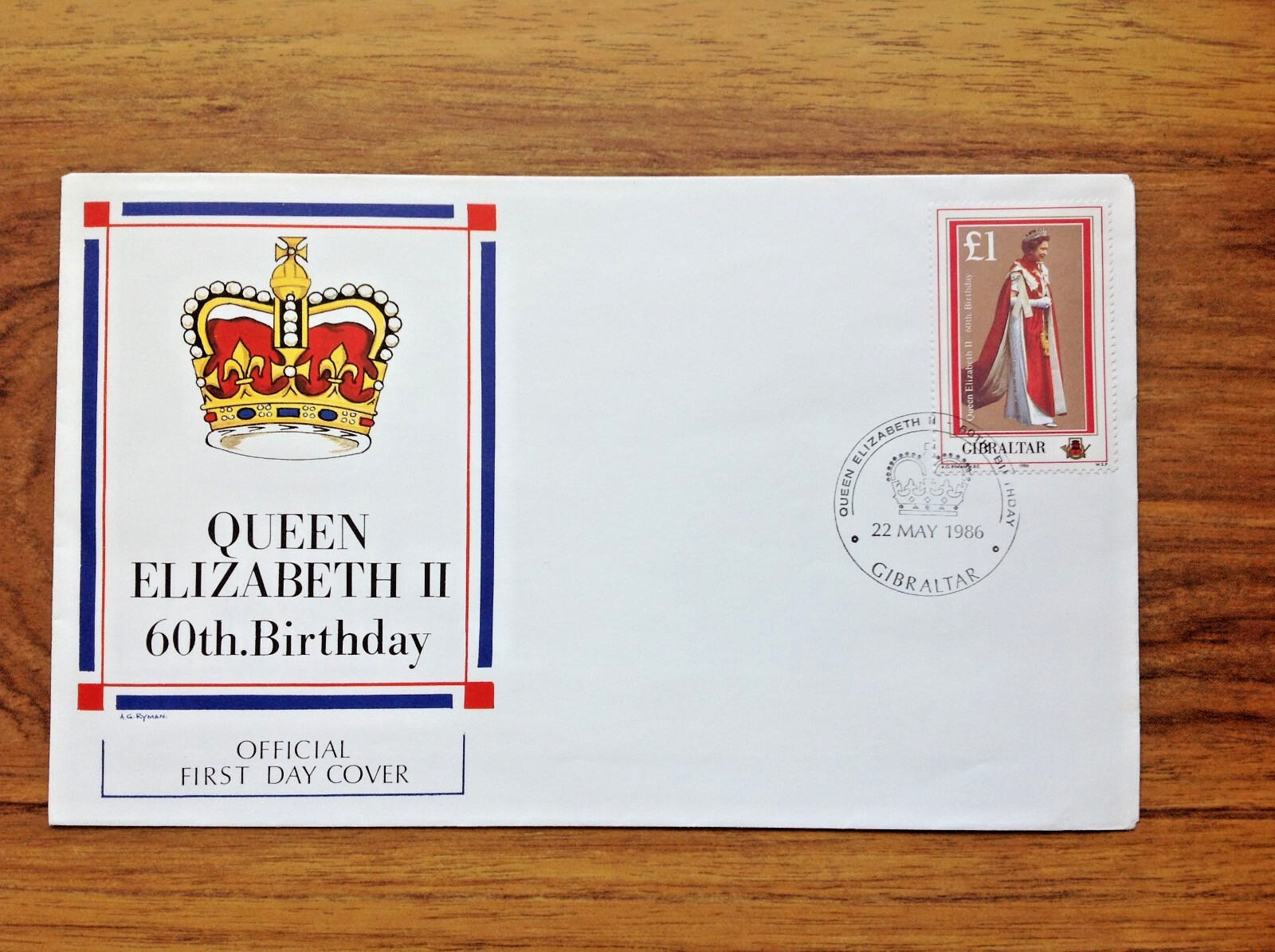 GIBRALTAR  1986 Queen Elizabeth II 60th Brithday  FDC. Free UK P&P