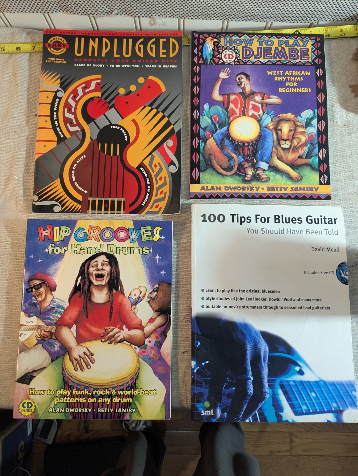 Instructional Book Lot For Drum And Guitar With CDs
