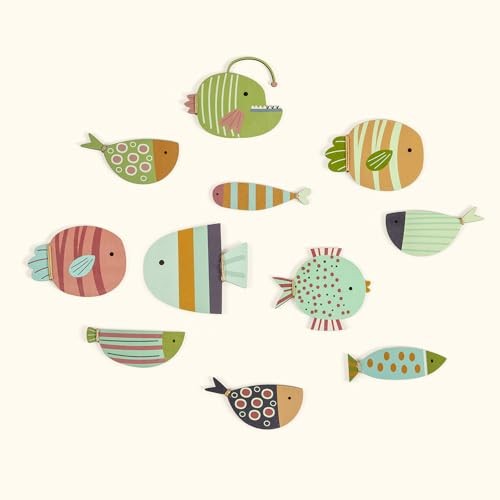  Wooden Fish Wall Decor – Pcs Nautical Coastal Wall Art for Bathroom, Lake 11