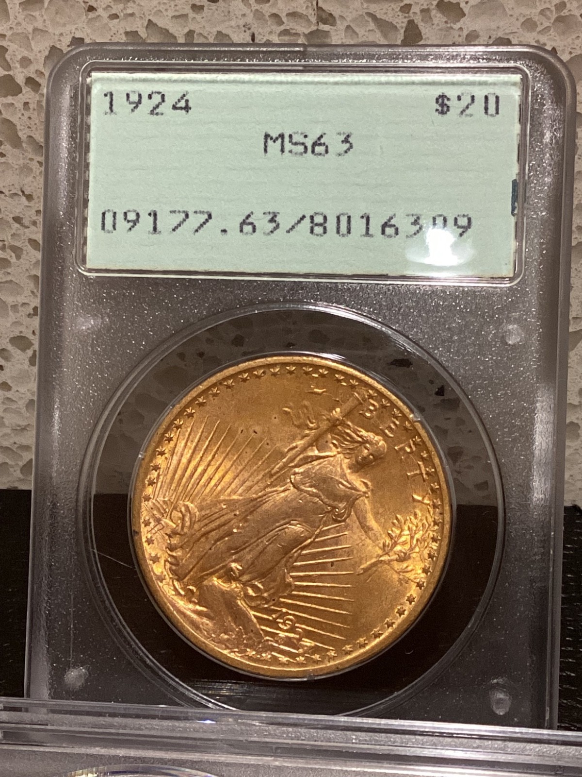 1924 $20 gold Saint Gaudens double eagle PCGS MS63 RATTLER