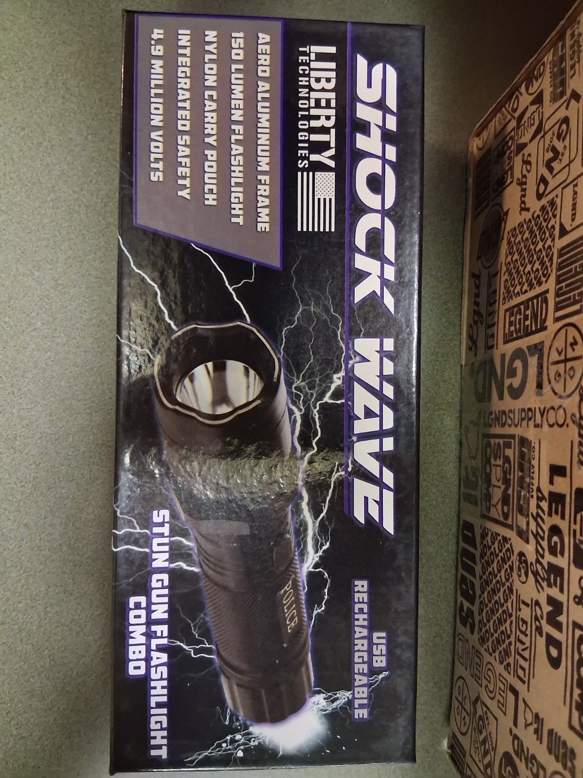 Liberty Technologies Shock Wave Stun Gun Flashlight 150 Lumen 4.9M USB 51120