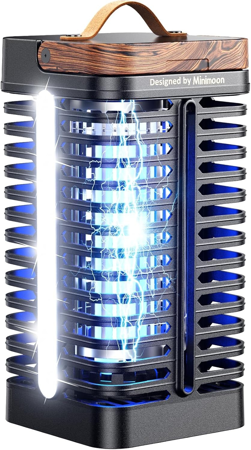 Minimoon Bug Zapper Outdoor with Dual LED Lights, 15W Mosquito Zapper 4200V Elec