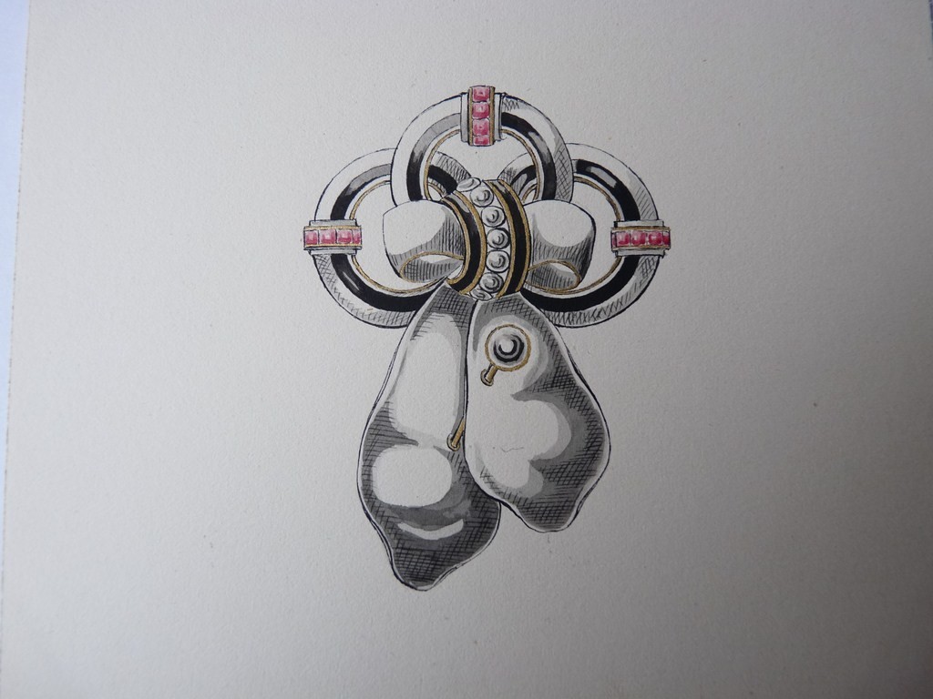 Antique original jewelry drawing (21351)