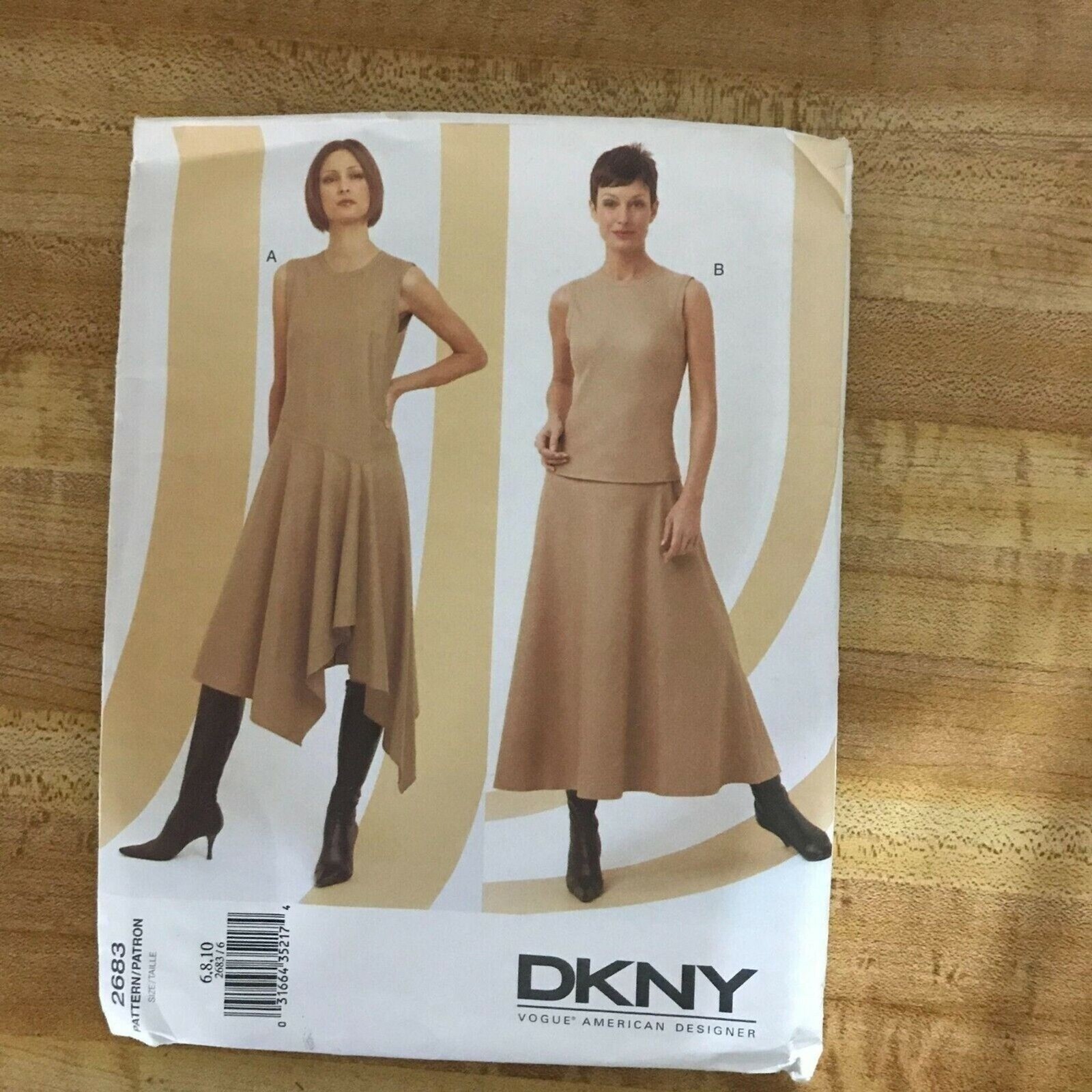 #2683 Vogue, DKNY Womens Dress, skirt, top, sewing pattern, size 6-10
