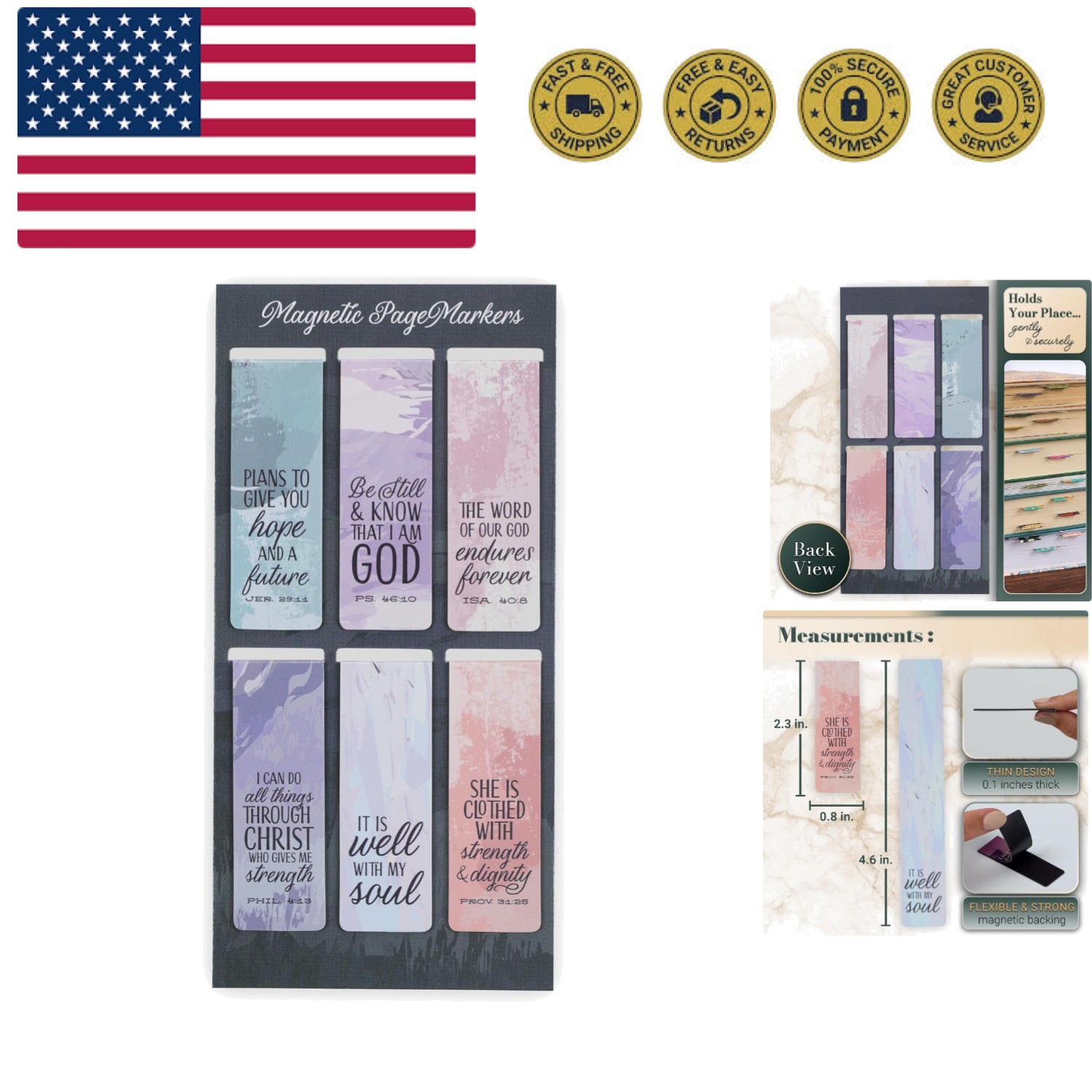 Set of 6 Beloved Scripture Favorites with Abstract Scenic Bookmark Rectangula...